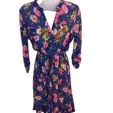 boho cottage pink blue floral midi Dress size Small