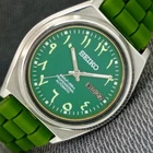 VINTAGE SEIKO AUTOMATIC 7019A JAPAN MENS ARABIC GREEN COLOR DIAL WATCH a2560-U