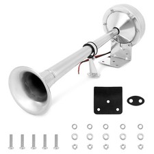 QWORK 115db Stainless Steel 12v Marine Boat Horn - Rust-Resistant, Low Tone M...