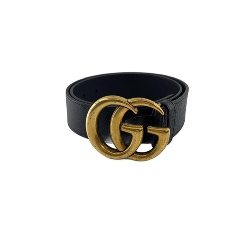 GUCCI Belt - GG Marmont Leather, Black, Solid Color, Men's