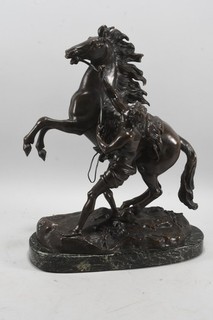 O55R10 Guillaume Coustou Pferde von Marly Bronze Chardon Skulptur signiert