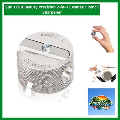 Precision 2-in-1 Aluminum Cosmetic Pencil Sharpener with German Blades - Silver