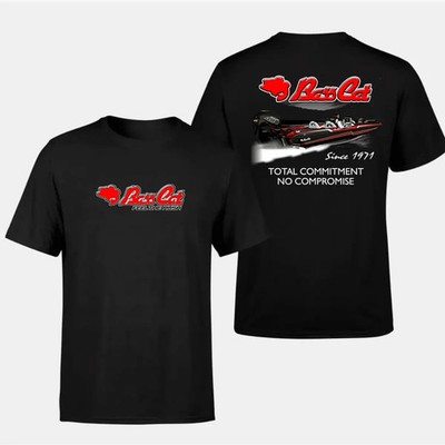 Bass Cat Feel the Rush Fishing Graphic T-Shirt   American Funny Logo Tee