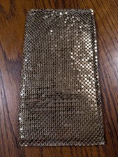Vintage WHITING AND DAVIS Gold Mesh Checkbook Cover Bill Holder Wallet Rare
