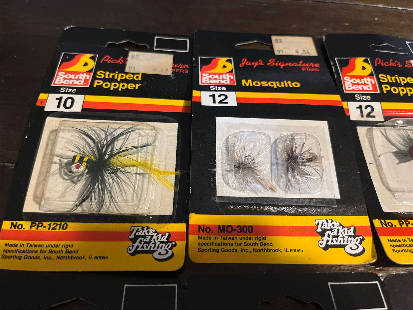 Rare Vintage NEW SouthBend Striped Poppers Mosquito Fishing Lure Lot Of 7 Eyelet - Image 3