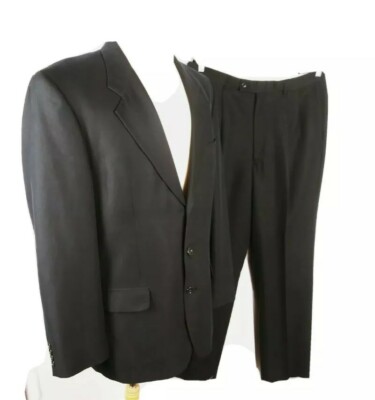 M. Kenneth Mens Sz 42L Black Soft Poly Blend Suit B2