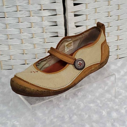 Merrell Para Mujer Paris Mary Jane Zapatos Planos Cuero Marrón Bronceado  cáñamo Correa de botón 8 | eBay