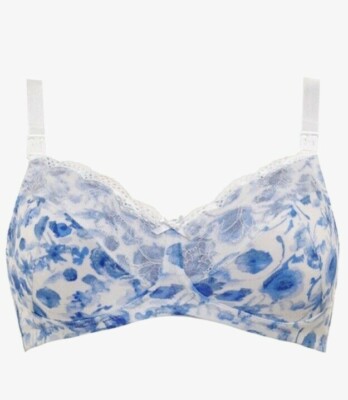 34B 36B 38B 40B Maternity Nursing Bra Blooming Marvellous Non Wired Blue Mix