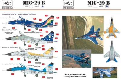 Had Models 1/48 2014 Mig-29 B decal sheet 48032
