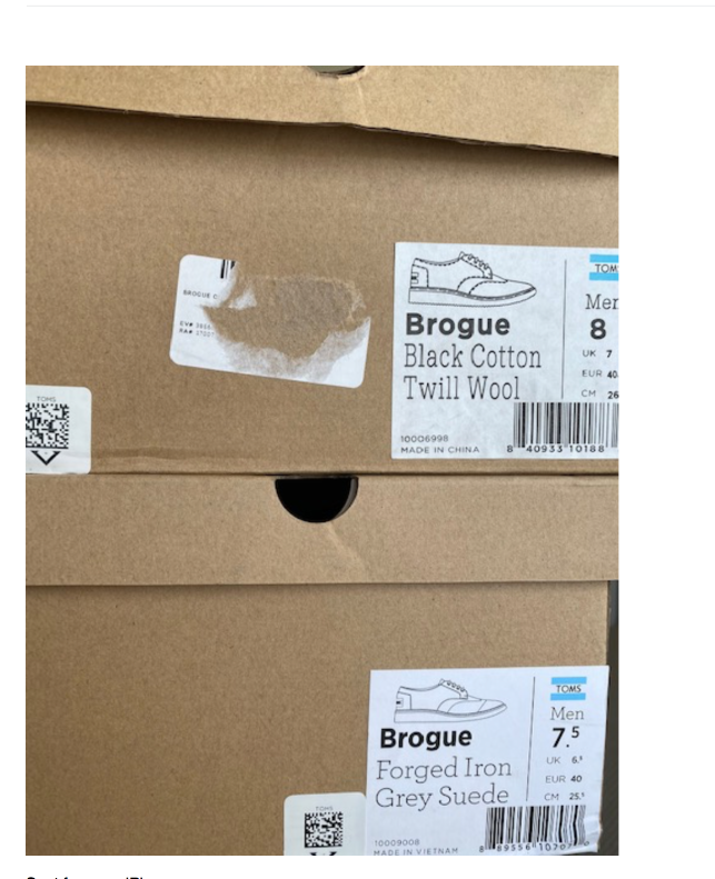 SAOLA NUOVO TOMS Brogue Derby Wingtips OXFORDS Classic Uomo Taglia 7.5 (Grigio) 8 (Nero)