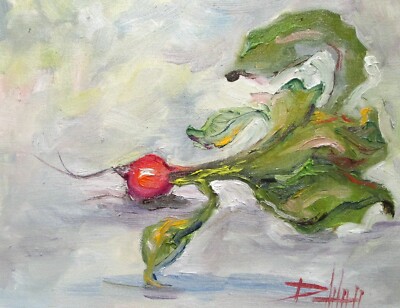 Delilah impressionist oil original collectible radish vegetable still life