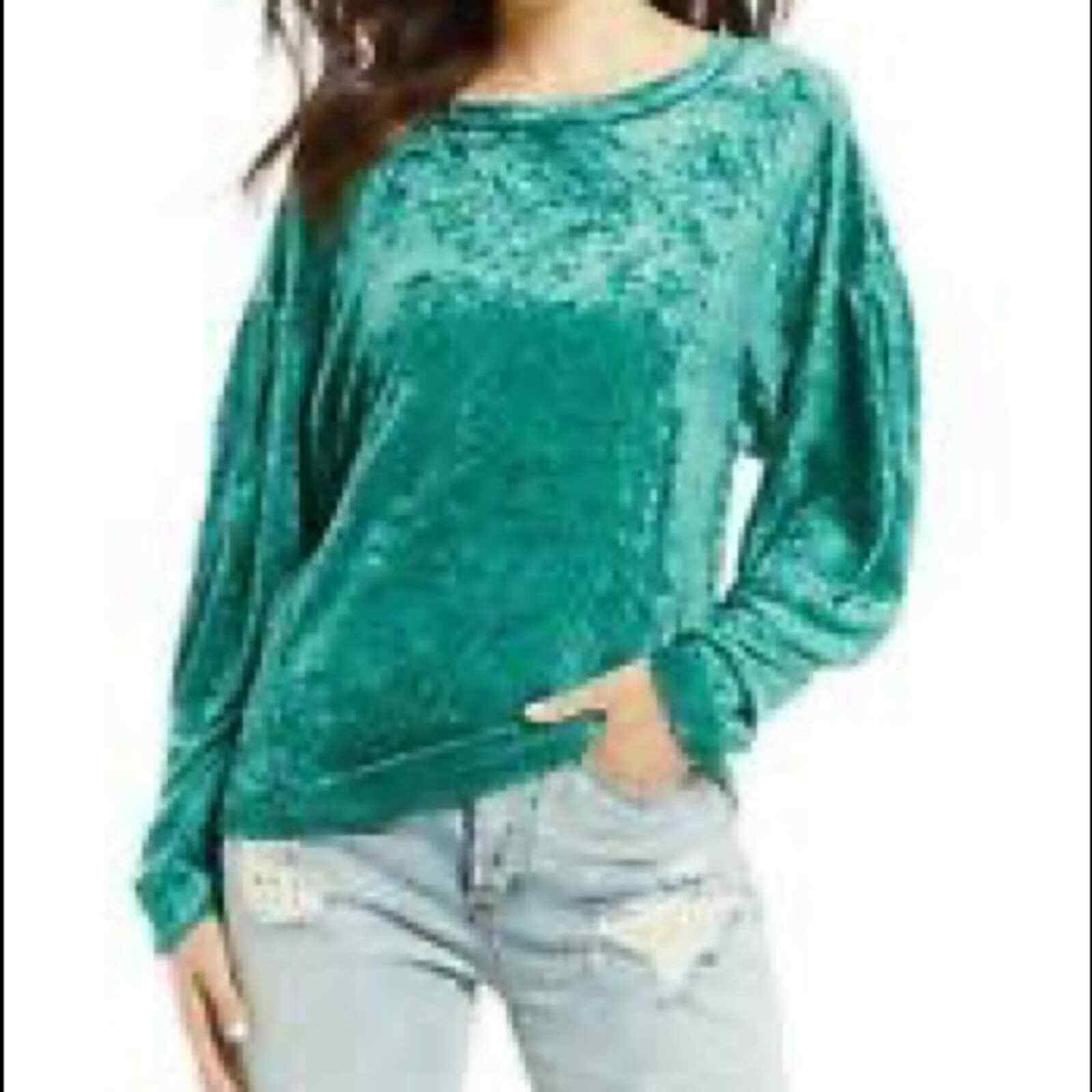 Free People Milan green velvet pullover Sweater Size S | eBay