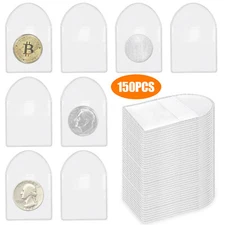 150PCS Single Pocket Coin Sleeves Holder Clear for Currency Bill Jewelry Storage
