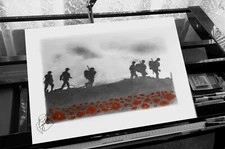 WW1 Soldiers Pencil Drawing Art Print A3 Size Collectable Wall Art
