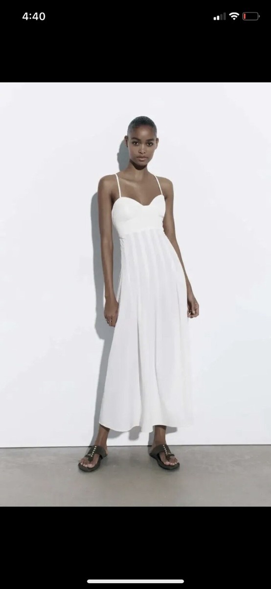 zara pleated white dress Midi Size L ZARA. White pleated dress/blouse S.xs