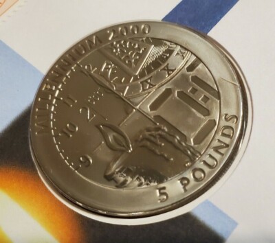 UNC World s First Titanium Coin 1999 Gibraltar 5 Pounds Millennium 1st Day Cover