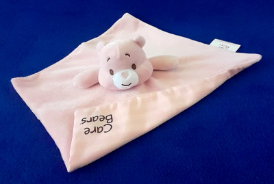 care bears glücksbär doudou kuscheltuch mit rassel schmusetuch baby rosa 27 cm