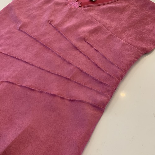 Maggie Sweet Sleeveless Pink Faux Suede Floral Embroidered Blouse Size Medium - Picture 2 of 12