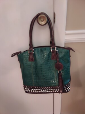 M C Croco Embossed Genuine Leather Tote