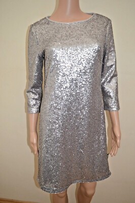 M&S Collection Mink Silver Sequin Tunic Dress Sz UK 10 14 16 18
