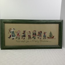 Needlepoint We Wish You A Merry Christmas Framed Large 24x12