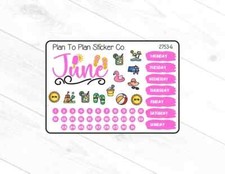 2753-6 June Journal Planner Stickers.