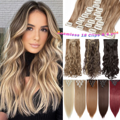 145G THICK Skin Weft Clip In 100% as Human Hair Extensions Full Head Highlight