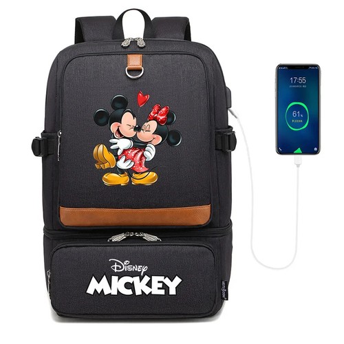Mickey Minnie Backpacks Laptop USB Waterproof Cooler Bag Picnic Lunch Bag new - Picture 21 of 52