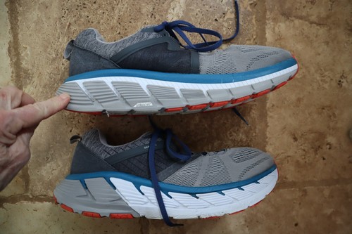 Gray & Teal Blue HOKA ONE ONE Gaviota Laced Sneakers 12 2E Wide - Picture 2 of 6