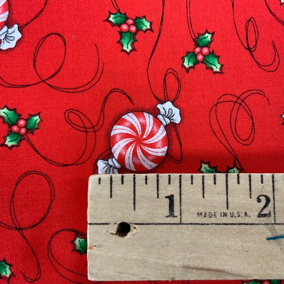 Christmas Fabric Red Cotton Print Peppermint Candy Bazoople 5yd Springs Creative - Image 3 of 4