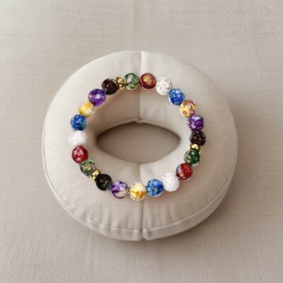 7 Chakra Healing Bracelet with Lava Beads & Reiki Stones - Balance Meditation