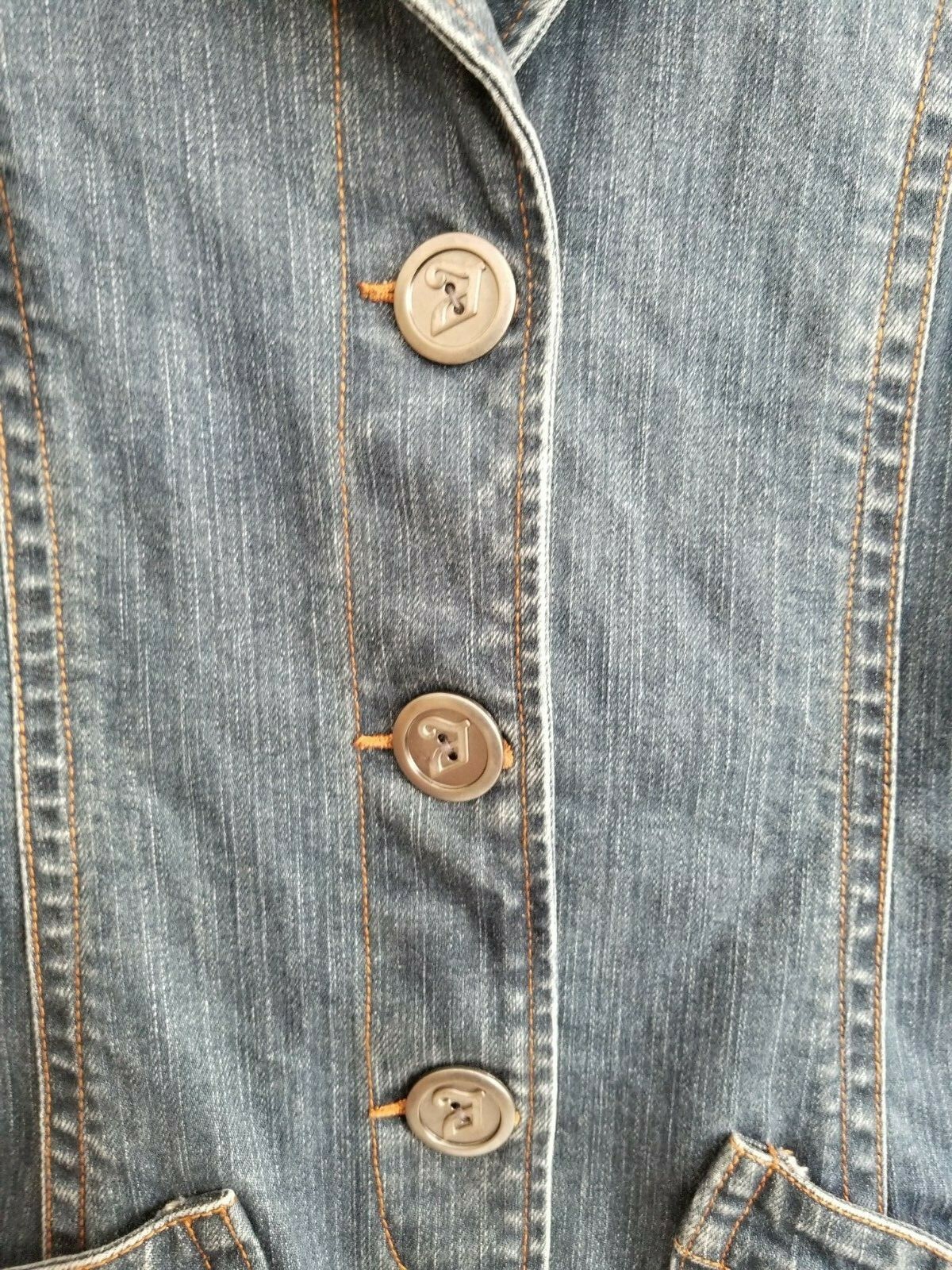 Devo Jacket Blue Denim Collared Buttons Pockets L… - image 5