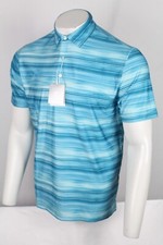 Hickey Freeman Men's Golf Polo Short Sleeve Shirt Wicking Stretch Aqua Blue