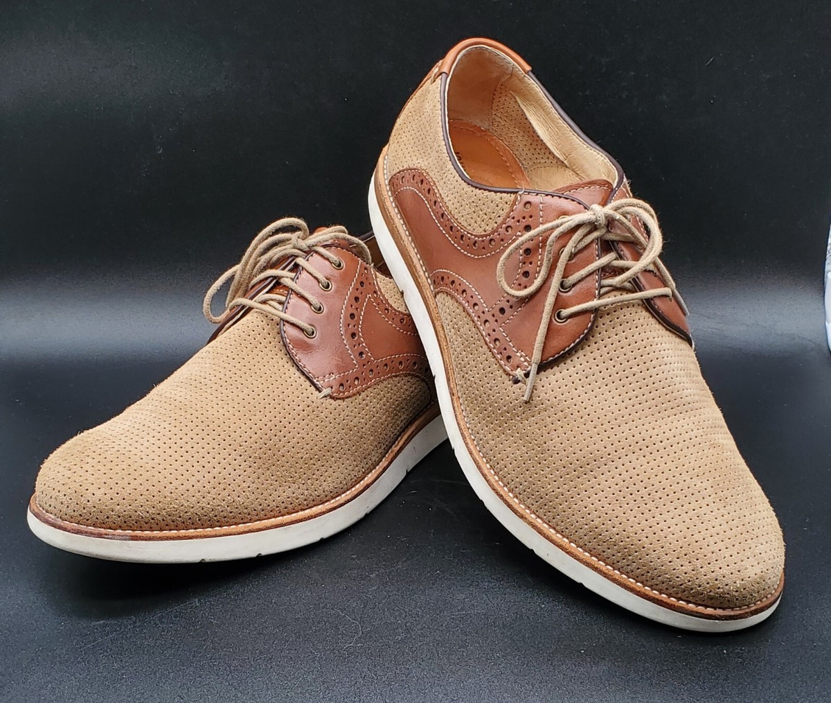 Johnston & Murphy Mens Sheepskin Shoes Brown/Tan Model 20-2306 