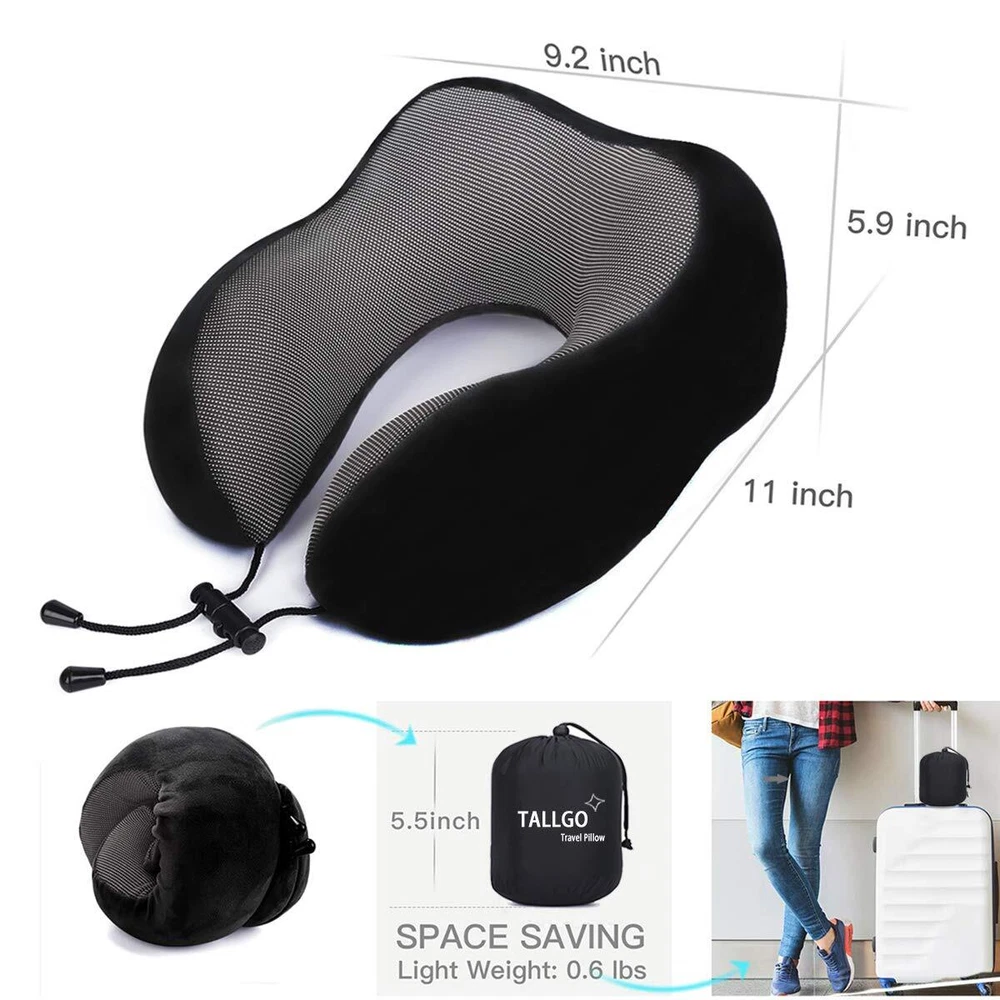 Travel Pillow Best Memory Foam Neck Pillow Head Support Soft Pillow for Sleep...