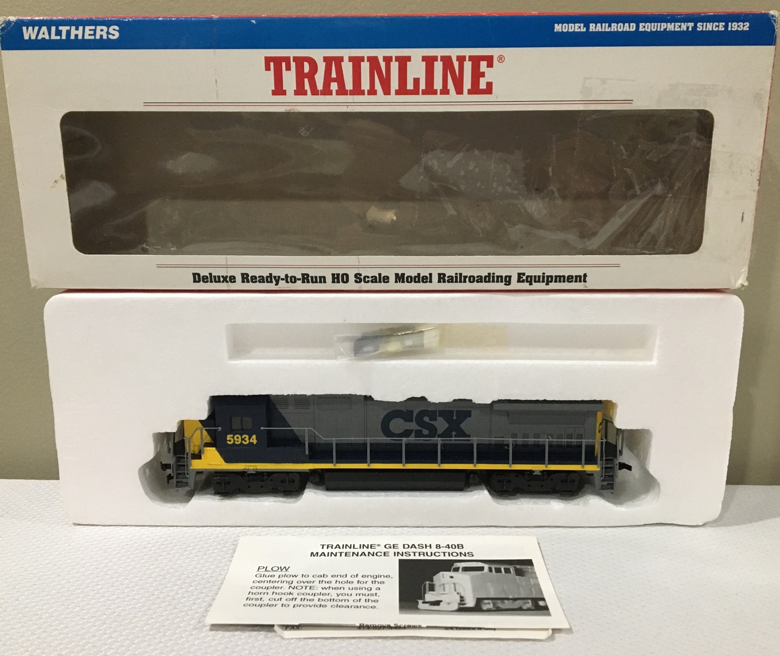 Vintage HO WALTHERS TRAINLINE 931-161 GE DASH 8 40B CSX # 5934 | eBay