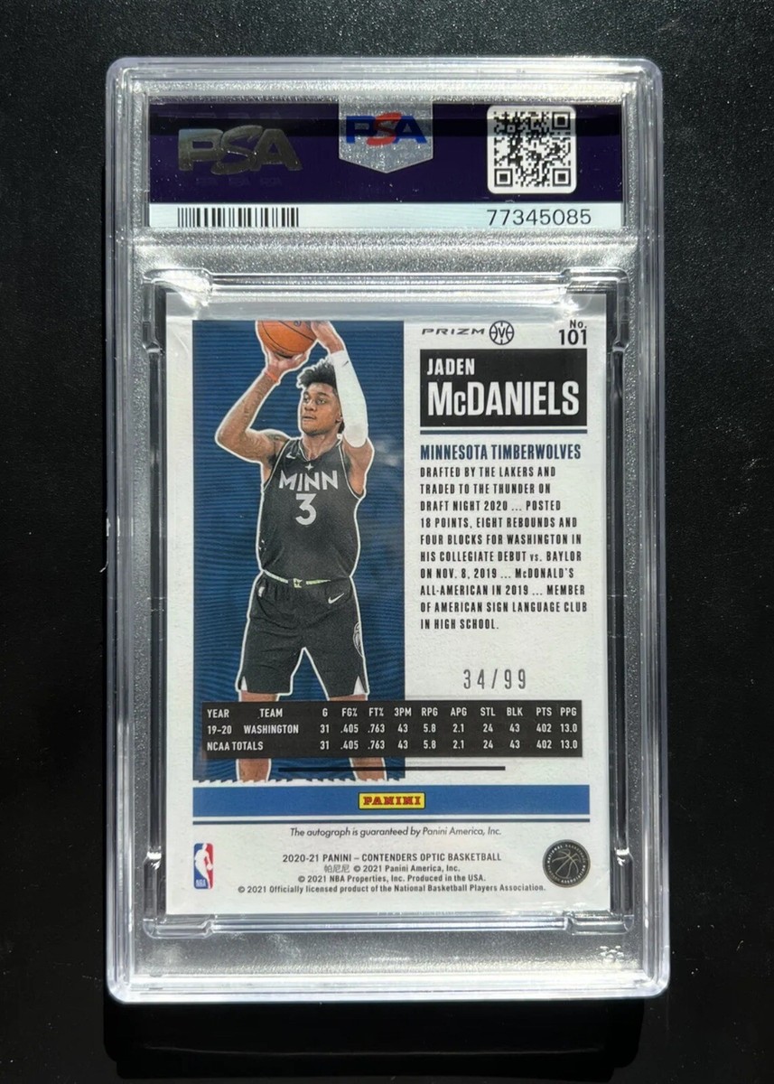 2020-21 Panini Contenders Optic Jaden McDaniels RC Variation Auto