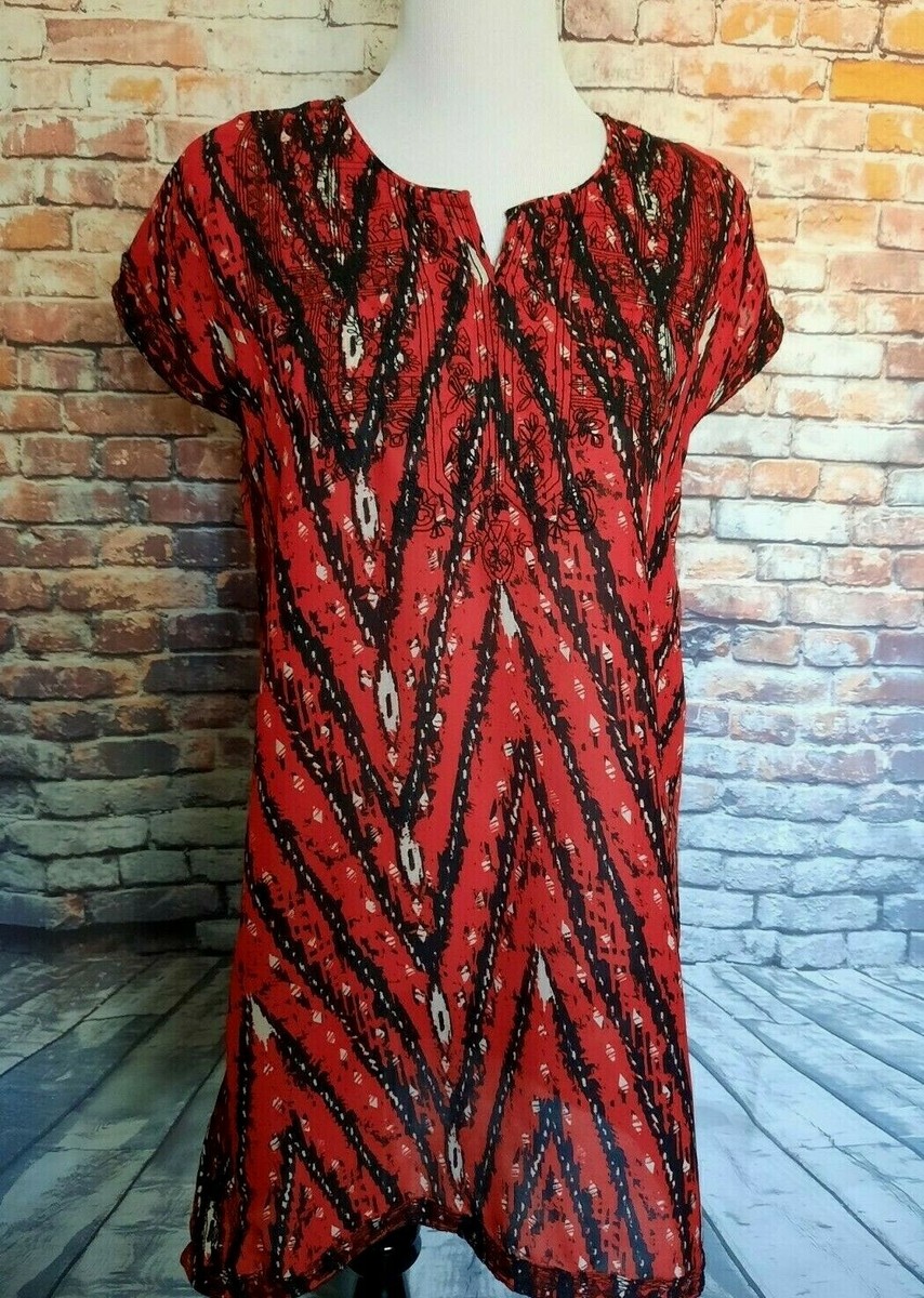 Melange red, black tunic polyester dress size S | eBay
