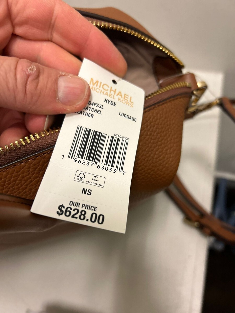 Michael Kors Hyde Large Leather Satchel Crossbody Handbag