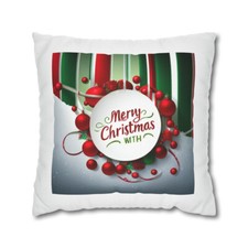 Merry Christmas Pillow Case Spun Polyester Square Pillow Case Holiday Pillow