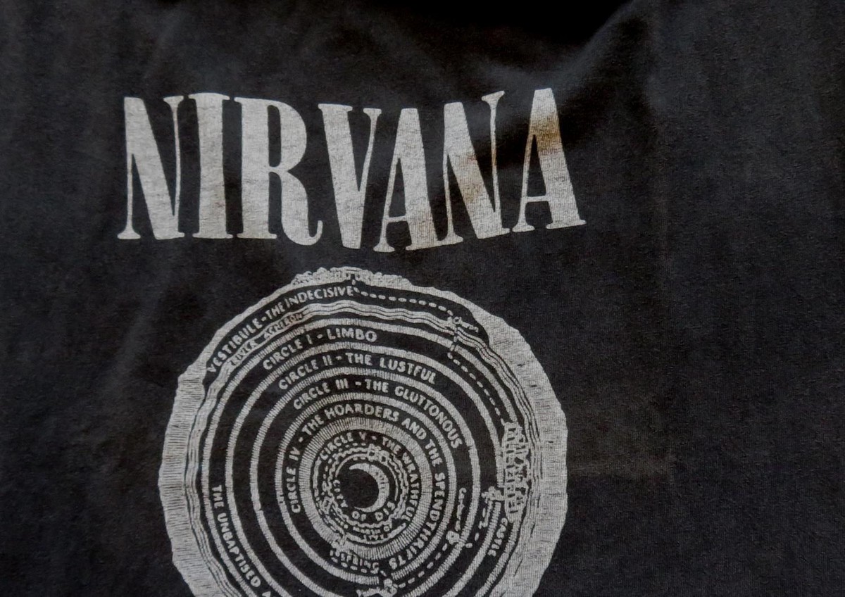 Nirvana Vintage T Shirt Tour Concert Dantes Inferno Logo Seattle