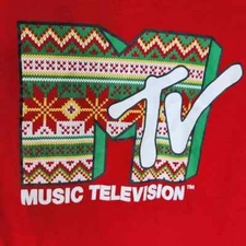 Viacom International MTV Red Holiday Christmas Tee Size XLarge