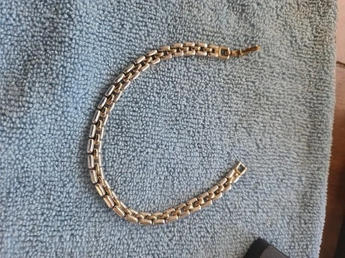 Napier Bracelet 7" Silver & Gold Tone Designer Signed Costume Jewelry Vintage