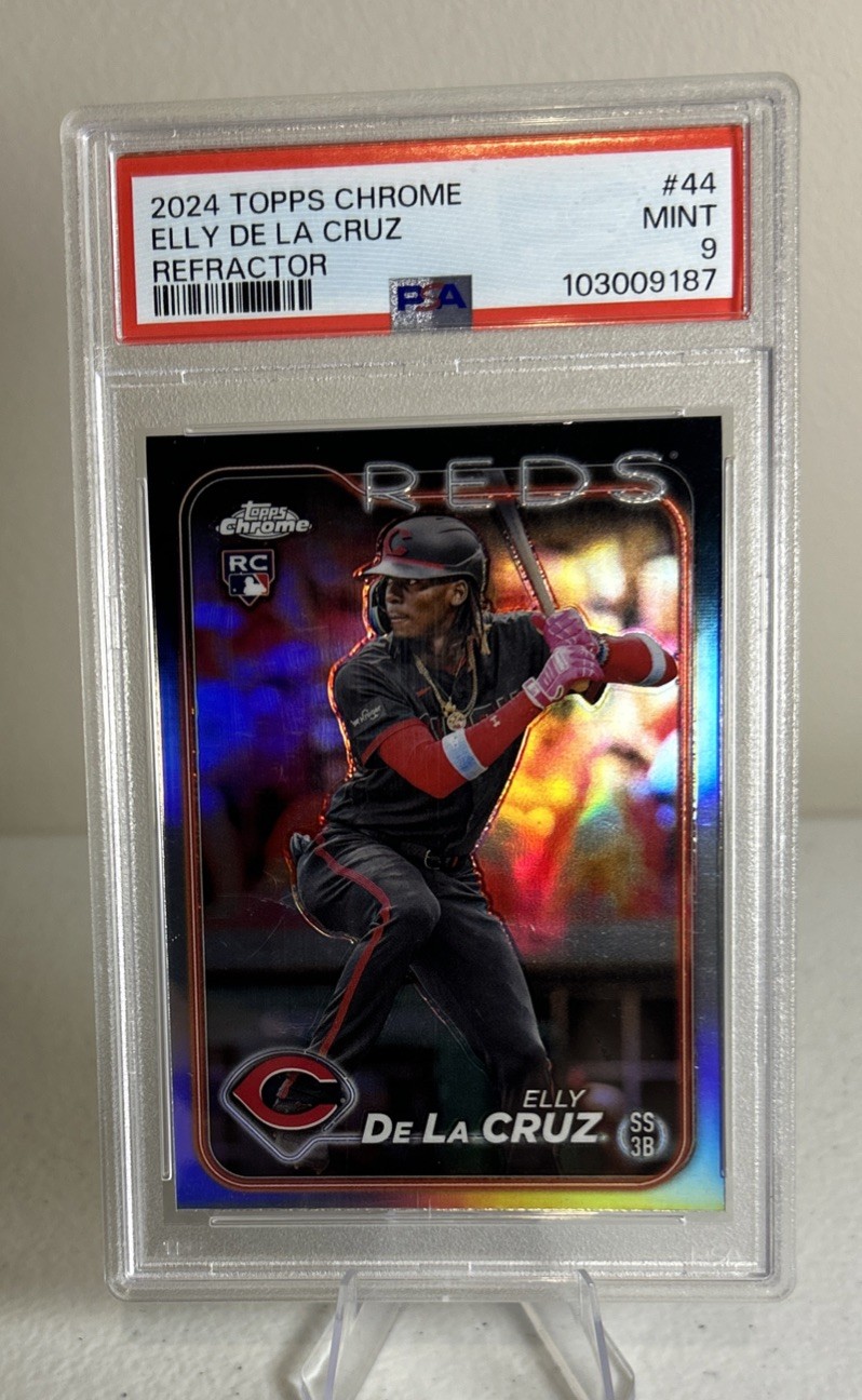 2024 Topps Chrome - Rookie Elly De La Cruz #44 Holo Mint Refractor PSA 9 Reds view 2