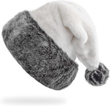 Black Christmas Hats for Adults Plush Black Santa Hat Xmas Halloween Fluffy