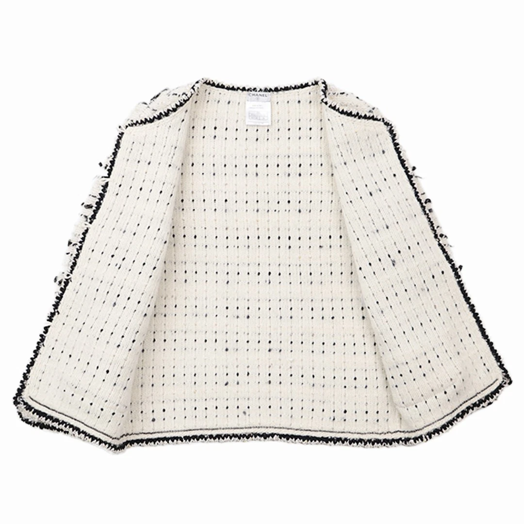 Giacca Chanel 05A P26658 maglia tweed paillettes lana cashmere firma logo Coco Mar