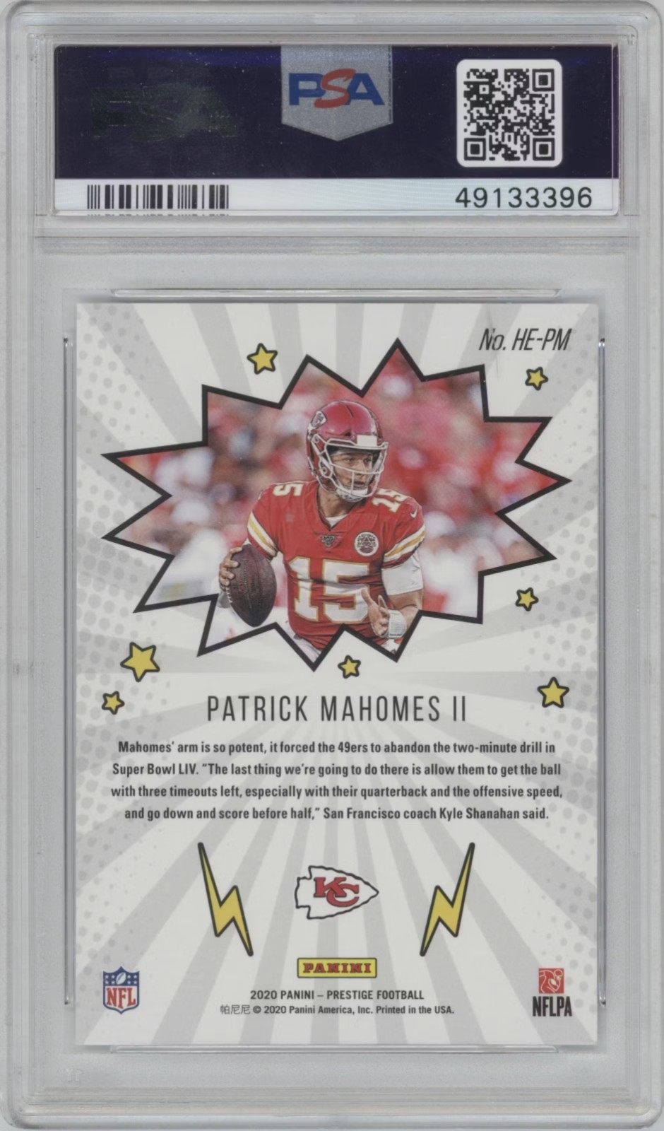 2020 Prestige Patrick Mahomes II - Heroes PSA 9 - Kansas City Chiefs #HEPM view 2