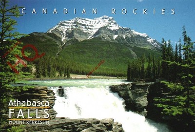 Ansichtskarte ~ Kanadische Rocky Mountains, Athabasca Falls und Mount Kerkeslin, Jasper