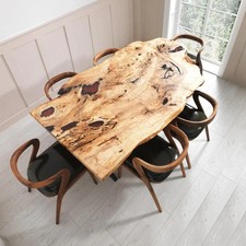 Live Edge Ash Wood Dining Table Top | Solid Rustic Modern Handmade