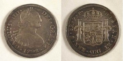 1798 Spain Carolus IIII Charles III Silver Coin Bolivia 8 Reales Mint Mark PTS